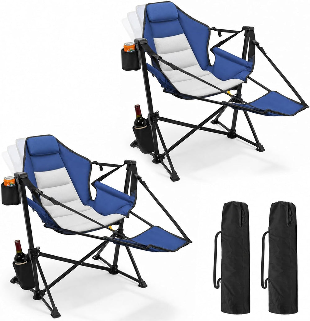 ZENPETIO Hammock Camping Chair with Footrest, 2PK Oversized Recliner Chairs