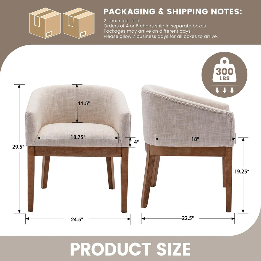 RIVOVA Dining Chairs Set of 6 Mid-Century Modern Dining Chairs, Linen Upholst...