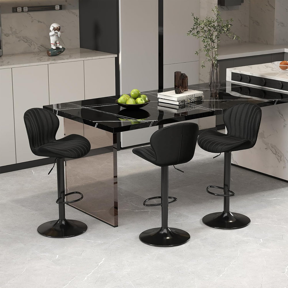 Youhauchair Velvet Fabric Counter Height Bar Stools Set of 3, Black