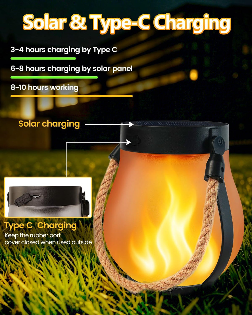 6 Pack Solar Lanterns Outdoor Waterproof, Flickering Flame Solar Lights