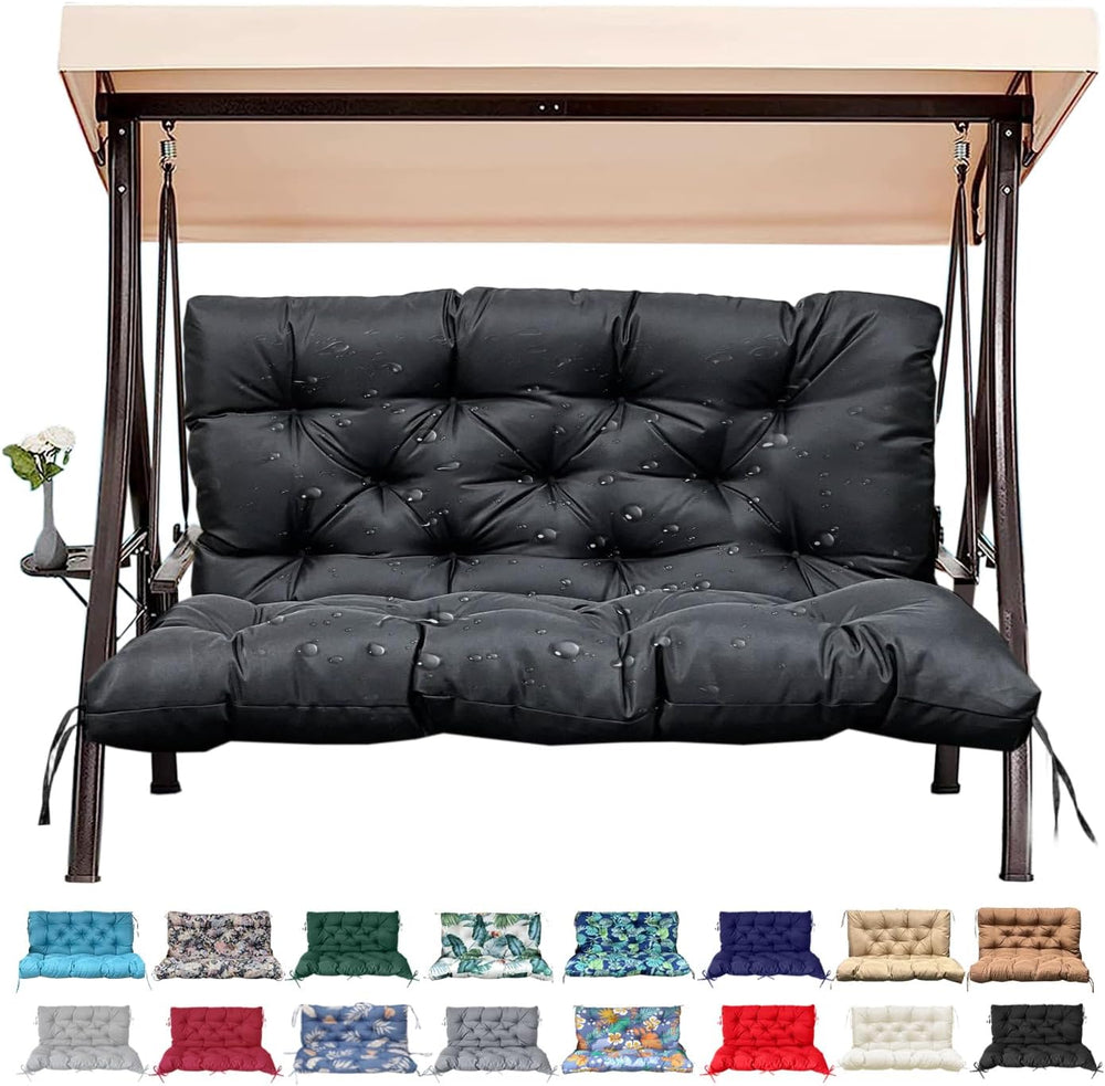 Outdoor/Indoor Swing Replacement Cushion, 2 or 3 Seats Bench Cushions with Ba...