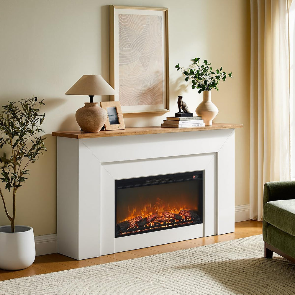 Bowery Hill 64" Freestanding Electric Fireplace with Wood Mantel, Realis...