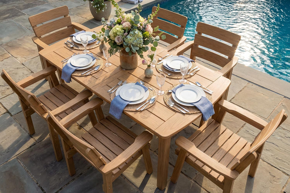 7-Piece Outdoor Dining Set, All-Weather HIPS Patio Table & Chairs for 6, ...