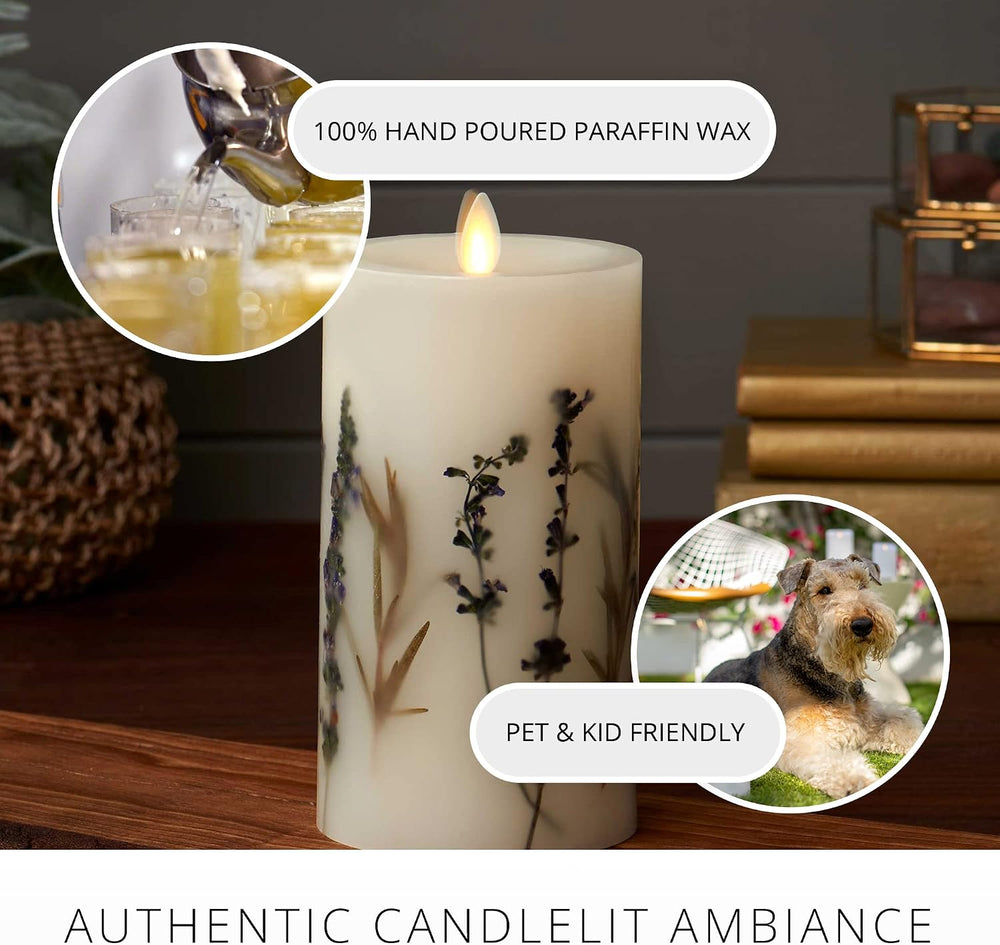 Luminara Realistic Artificial Moving Flame Pillar Candle with Lavender & ...