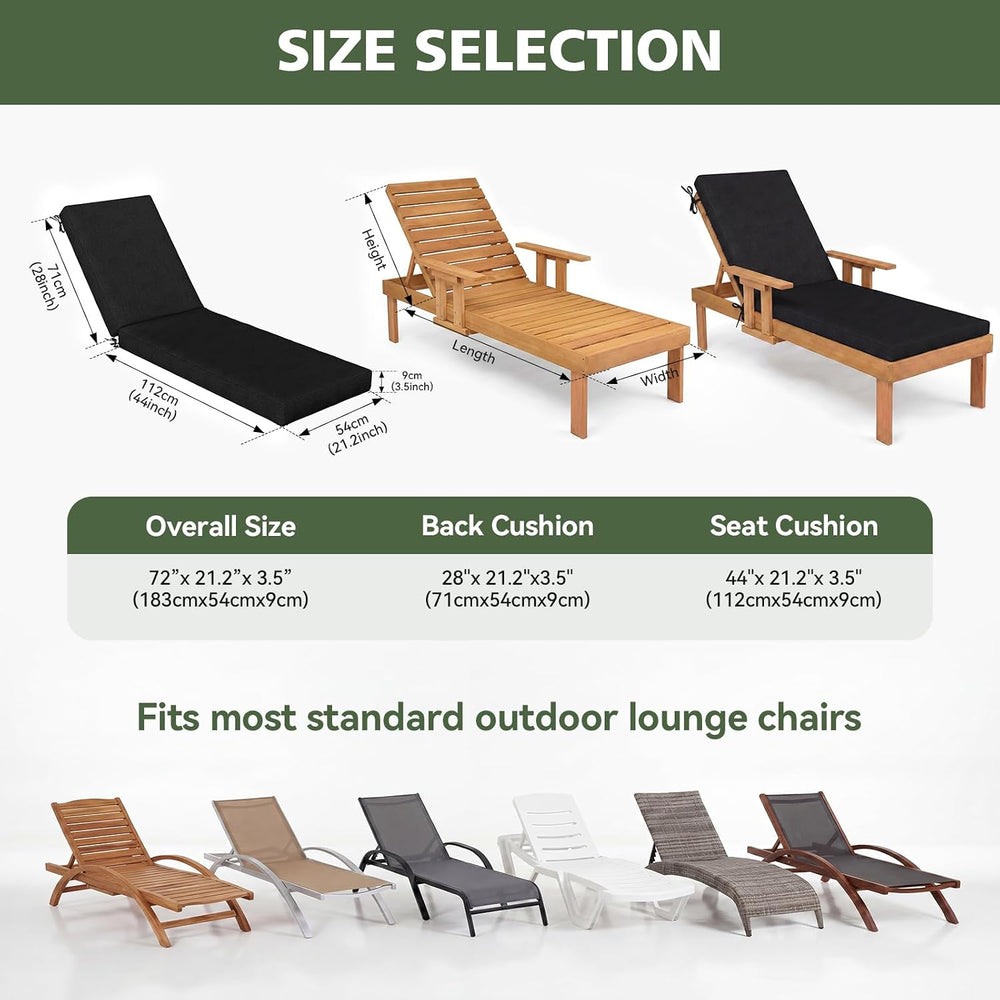 Aoxun Outdoor Chaise Lounge Cushion Set of 2, Waterproof Fade Resistant Patio...