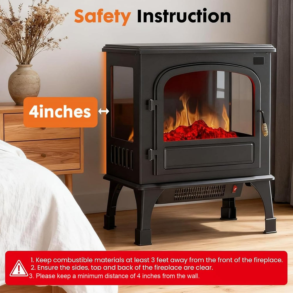 Sweetcrispy 26" Electric Fireplace Heater, Freestanding Indoor Fireplace