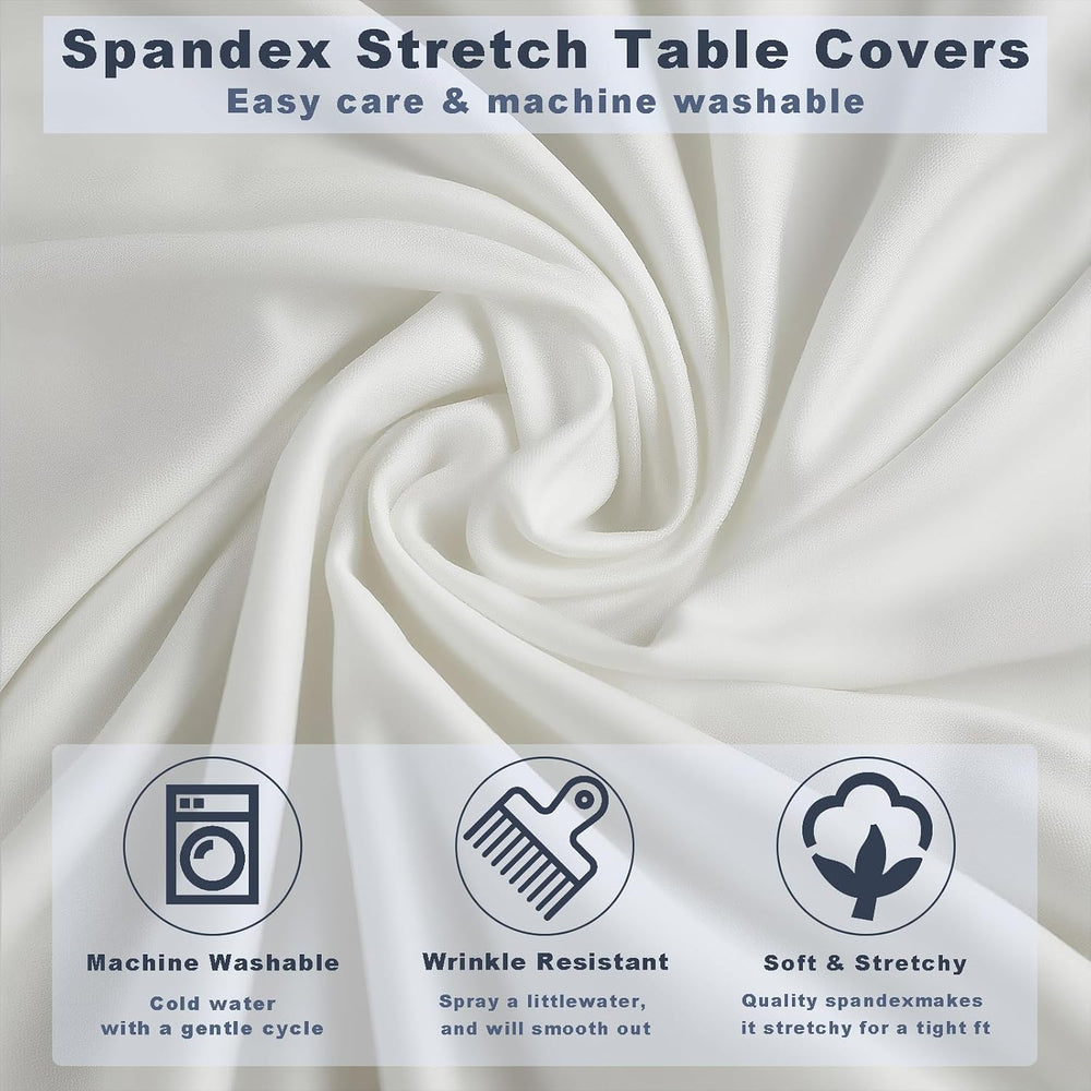 6 Pcs White Spandex Stretch Round Cocktail Table Skirt, 32x43 Inch High Top T...
