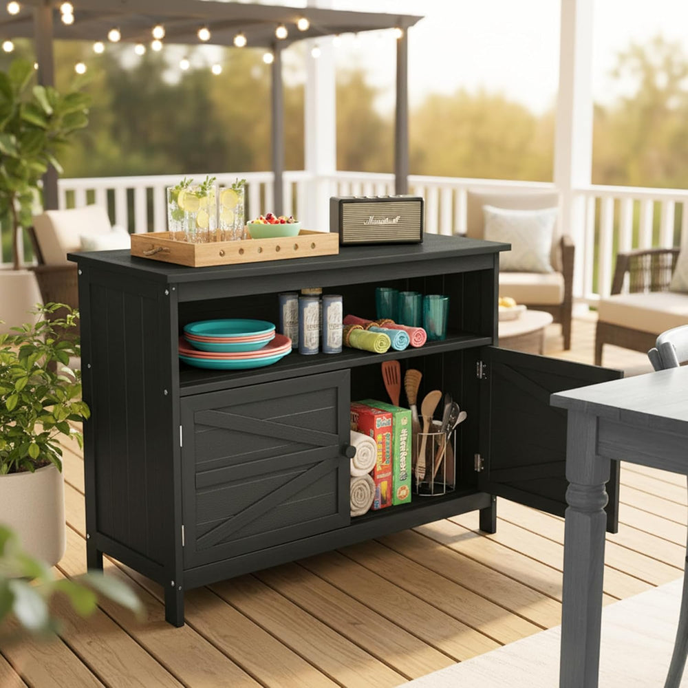 HIPS All-Weather Outdoor Storage Cabinet,Outdoor Sideboard with Magnetic Door...