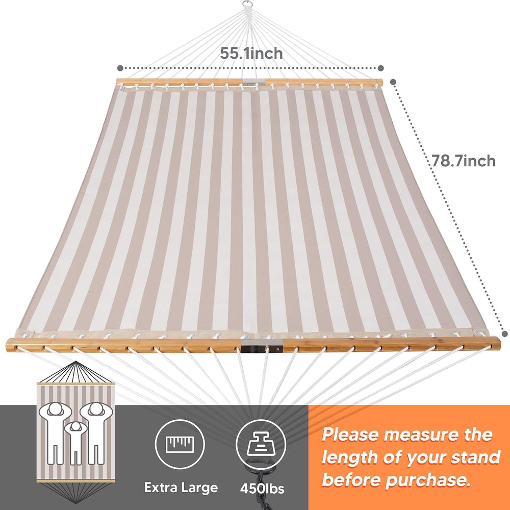 SUNCREAT Hammocks 14 FT Quick Dry Hammock Double Size, Light Gray Stripes