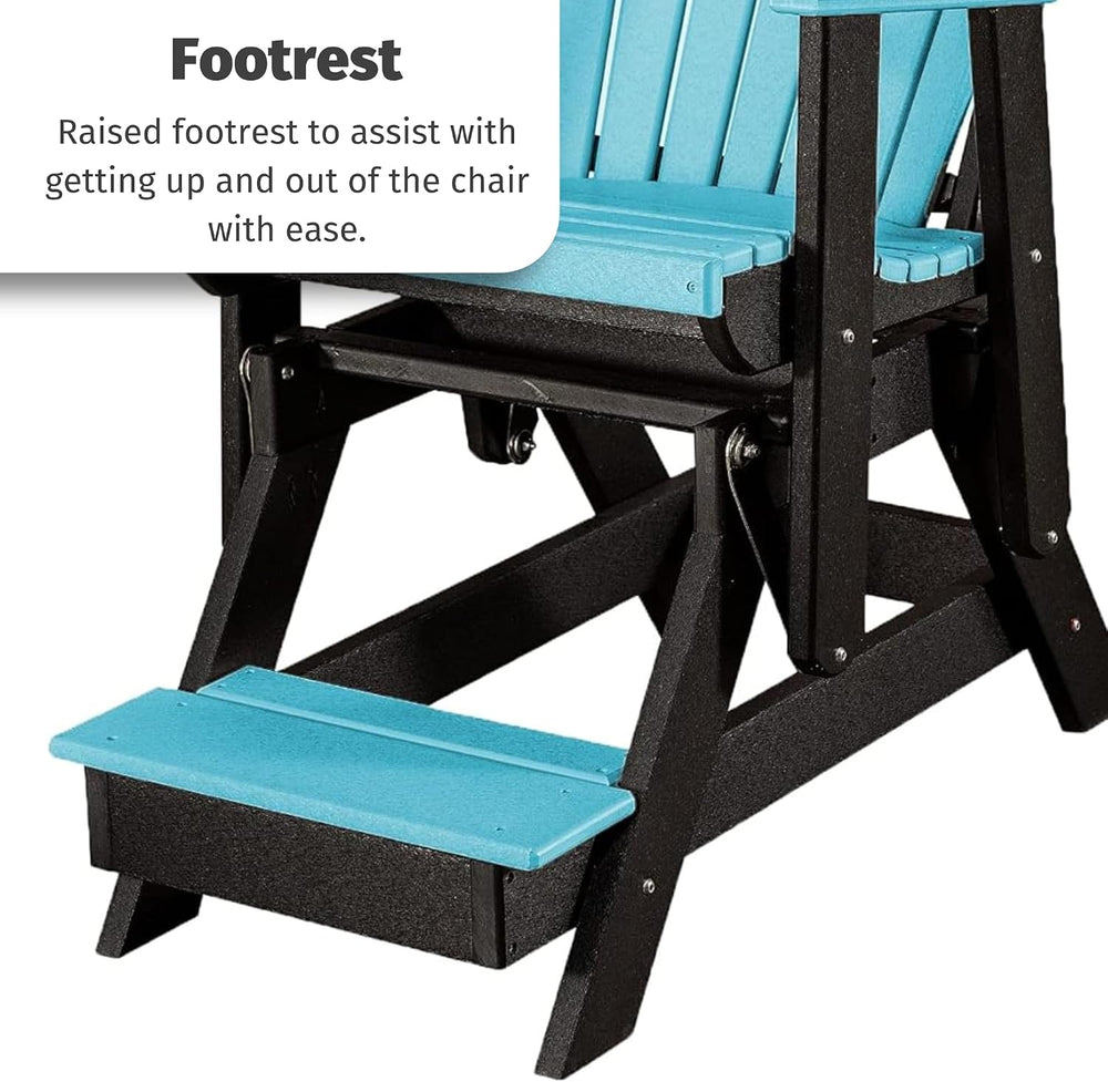 DutchCrafters Slat Fan Back Poly Balcony Adirondack Glider with Footrest Outd...