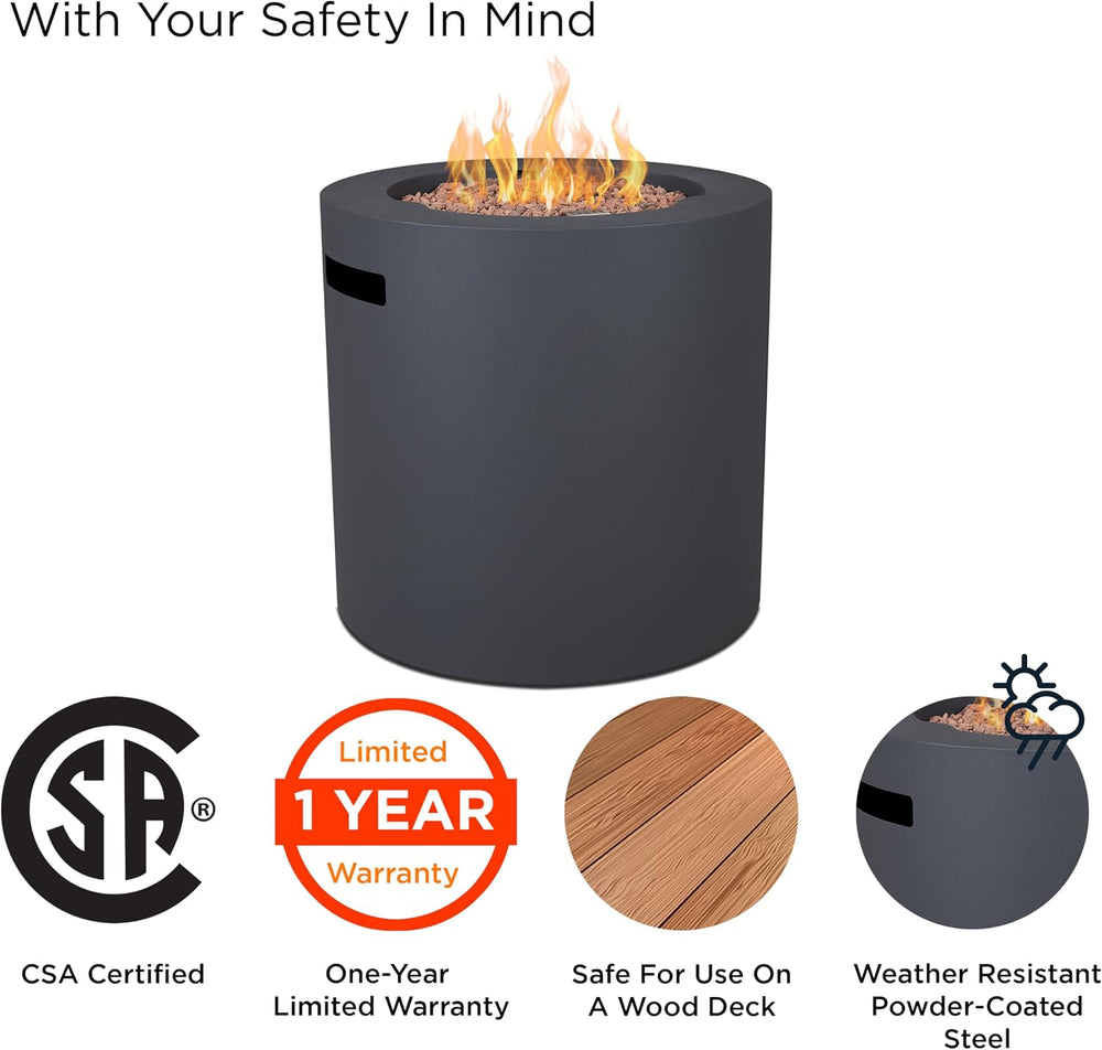 Real Flame Aegean 24" Round Propane Gas Fire Pit Table with Hidden Tank,...
