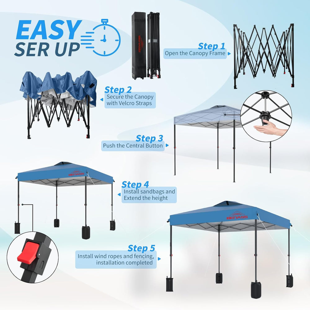 12x12 Pop Up Canopy Tent, Light Blue