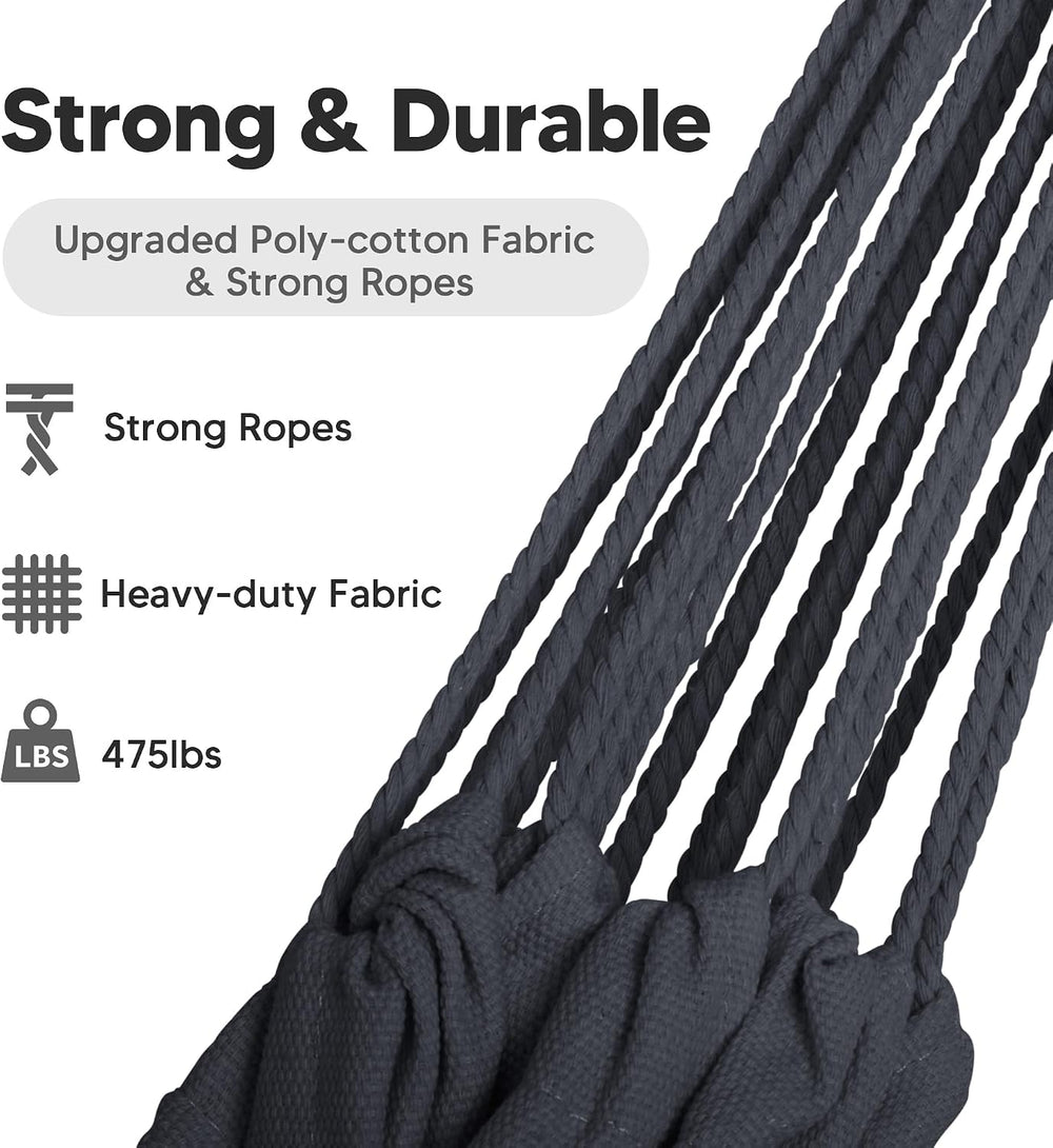 SUNCREAT Extra Large 2 Person Hammock for Camping, Dark Gray