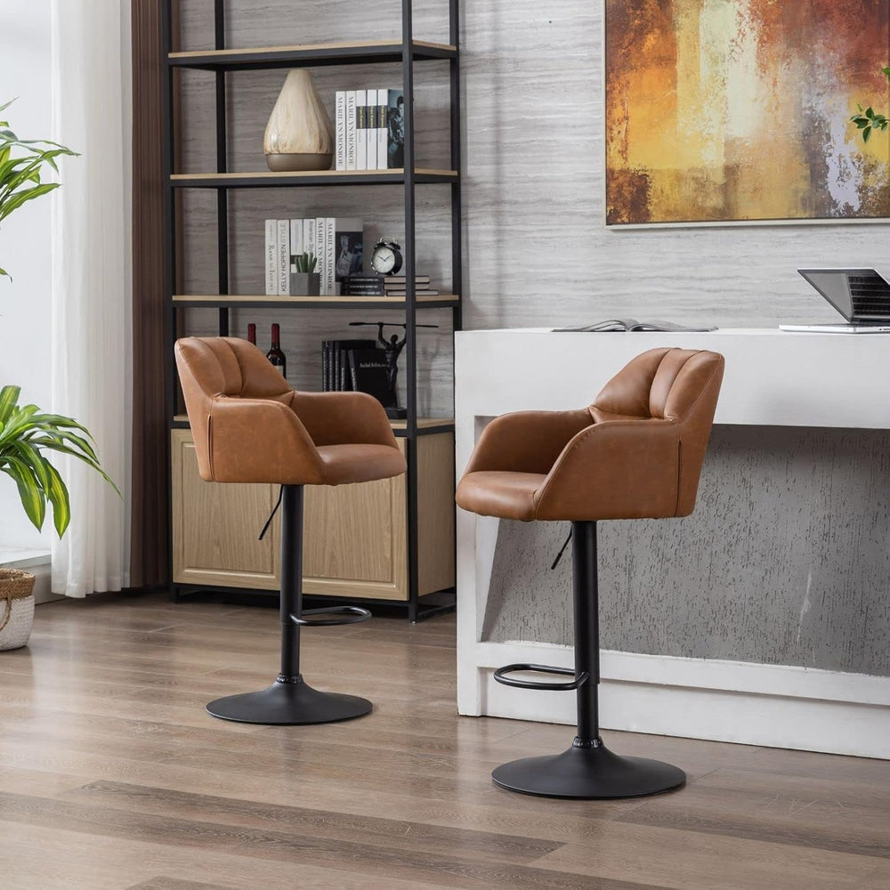 ROCITY Swivel Bar Stools Set of 6 Leather Kitchen Counter Stool Chair Upholst...