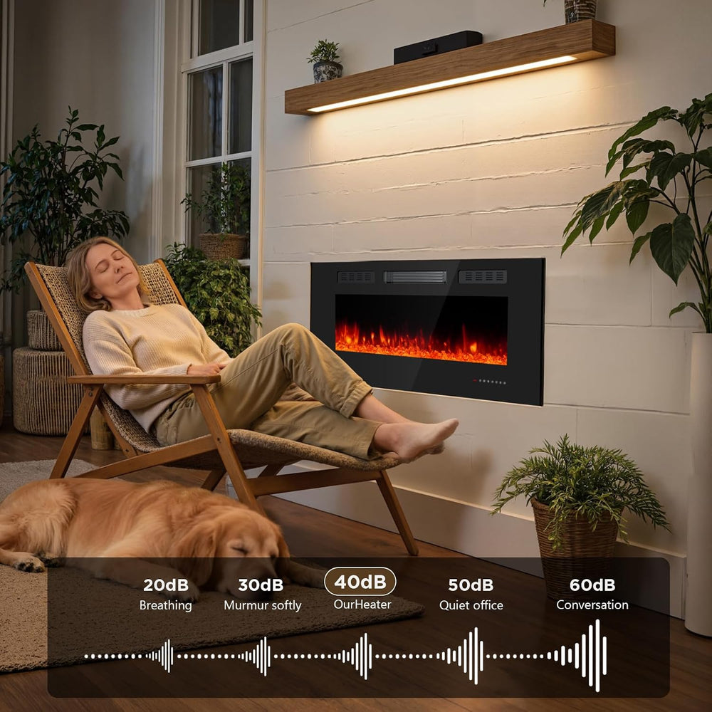 42 Inch Electric Fireplace with Crystal, Electric Fireplaces Insert, Wall Mou...