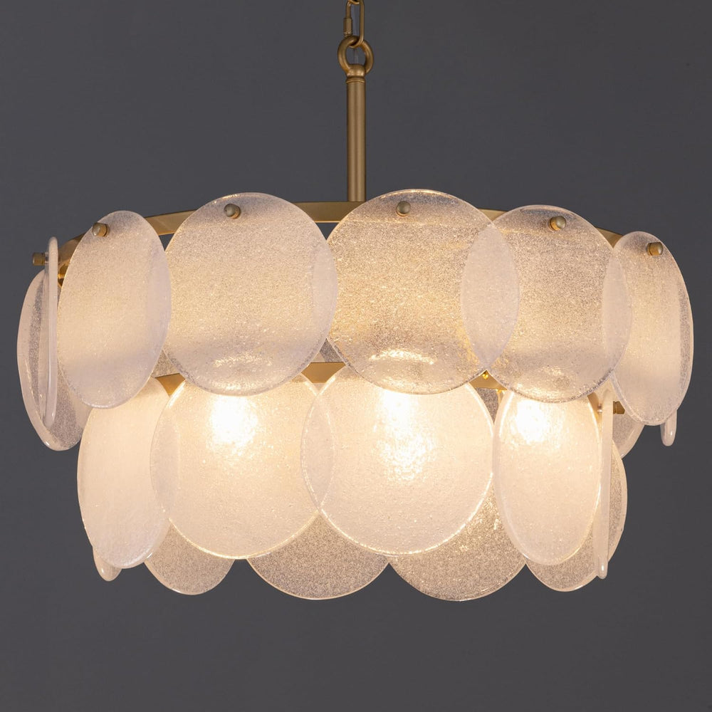 Wellmet Modern Glass Chandeliers, 2 Tiers Gold Chandeliers for Dining Room
