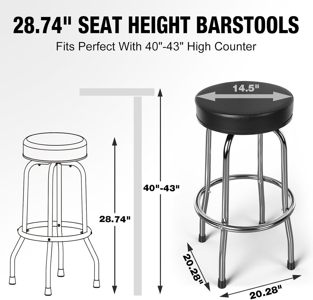 YELLOW JACKET Swivel Bar Stool with Footrest, Padded Seat