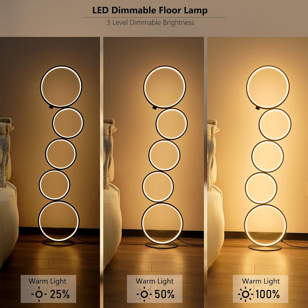 NUÜR 43.3" Modern Ring LED Floor Lamp, Dimmable Standing Lamp