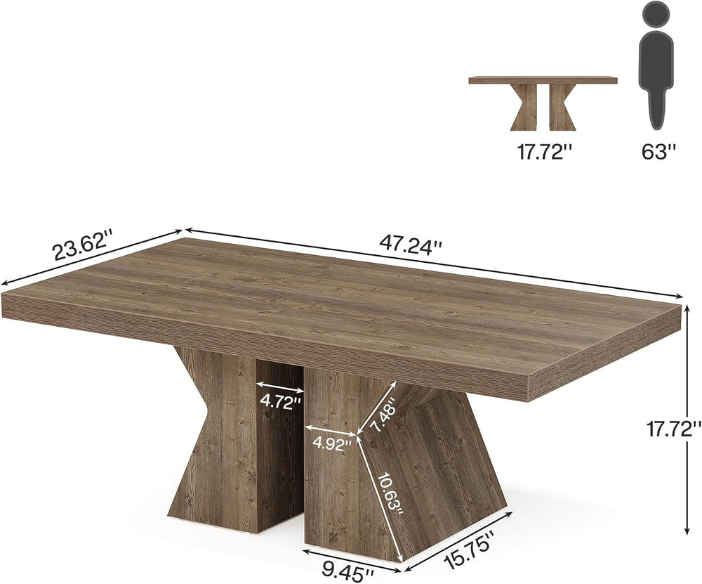 Tribesigns Wood Coffee Table, 47-Inch Rectangular Center Table with Thick Woo...