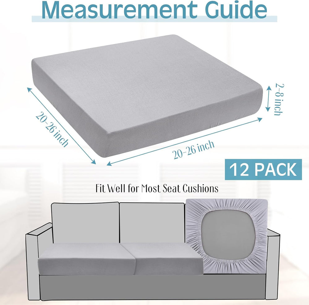Newwiee 12 Pc Patio Stretch Cushion Covers,Light Gray,Moroccan and Solid