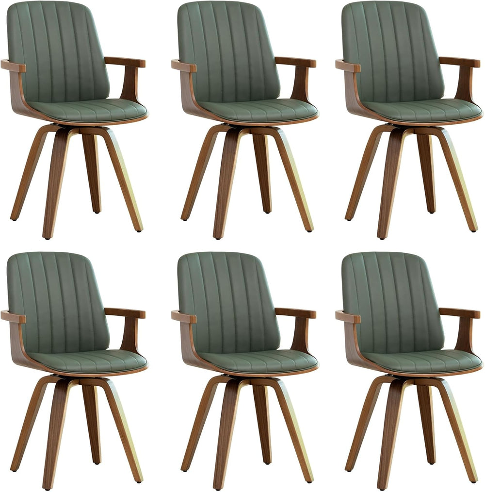 MCM dining Chairs, Faux Leather Dining Chairs with Walnut Craftsmanship