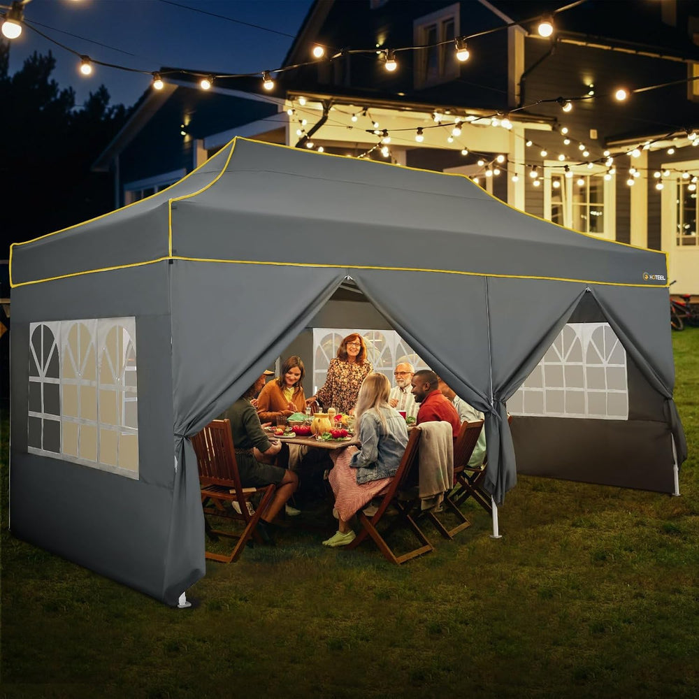 HOTEEL 10x20 Pop Up Canopy Tent, Upgraded Thickened Hexagonal Legs, Gray