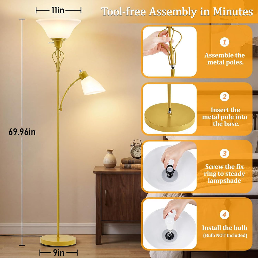 Floor Lamps for Living Room, 70" Tall Torchiere Floor Lamps, Plastic Shade