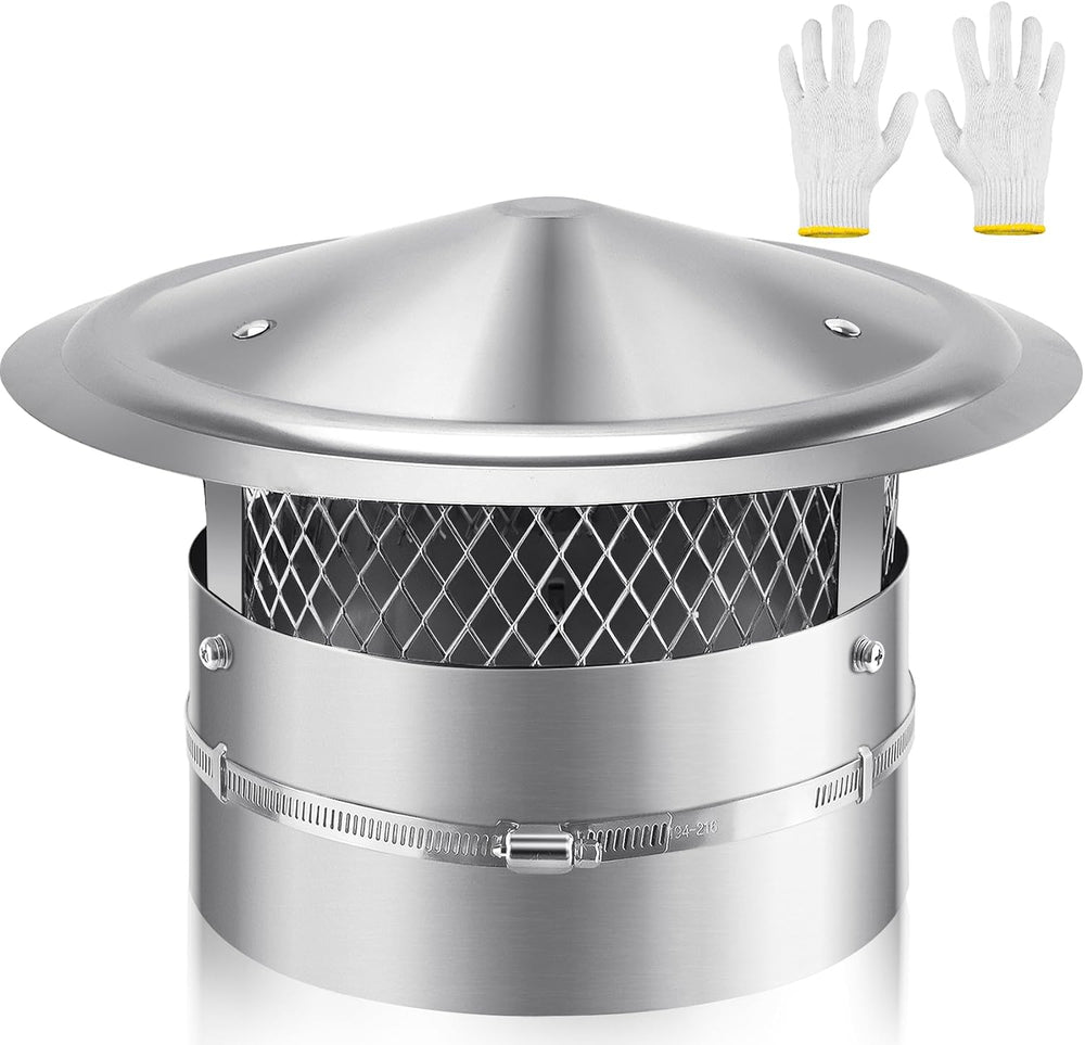 8" Chimney Cap with Screen & Rain Cover,304 Stainless Steel