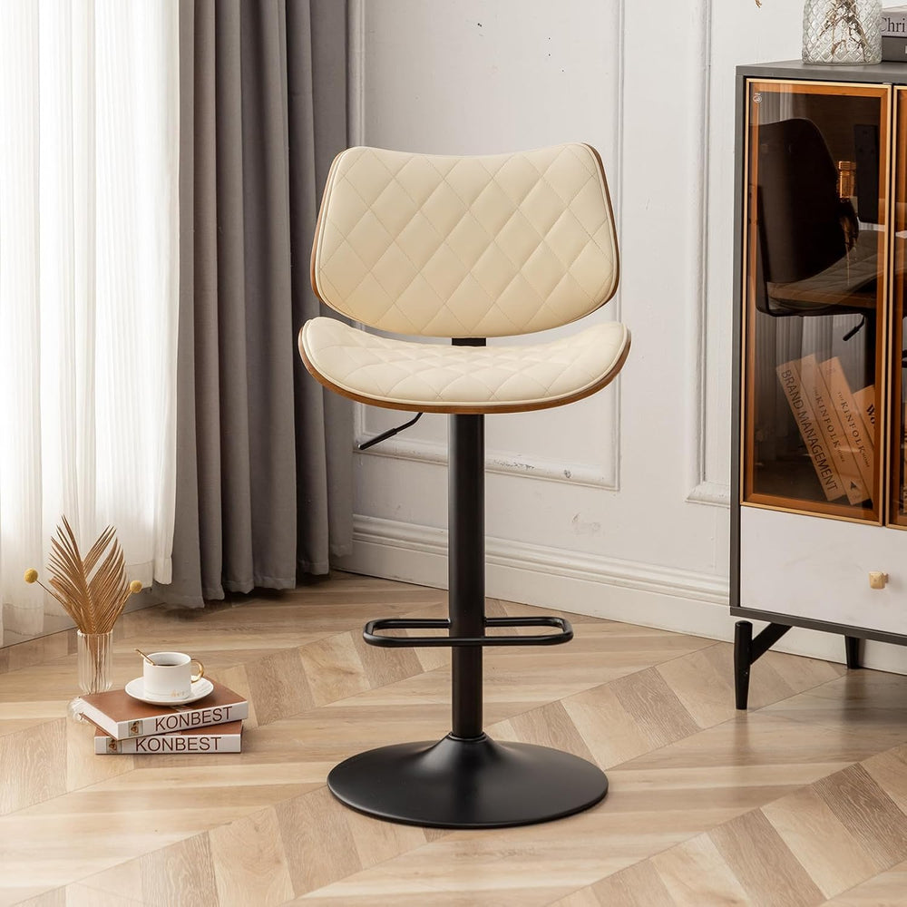 LUNLING Bar Stools Set of 2 Mid Century Modern Adjustable Counter Height Blac...