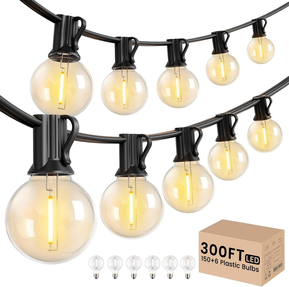 LACHON Outdoor String Lights Waterproof 300 FT with 150 G40 IP65 Bulbs