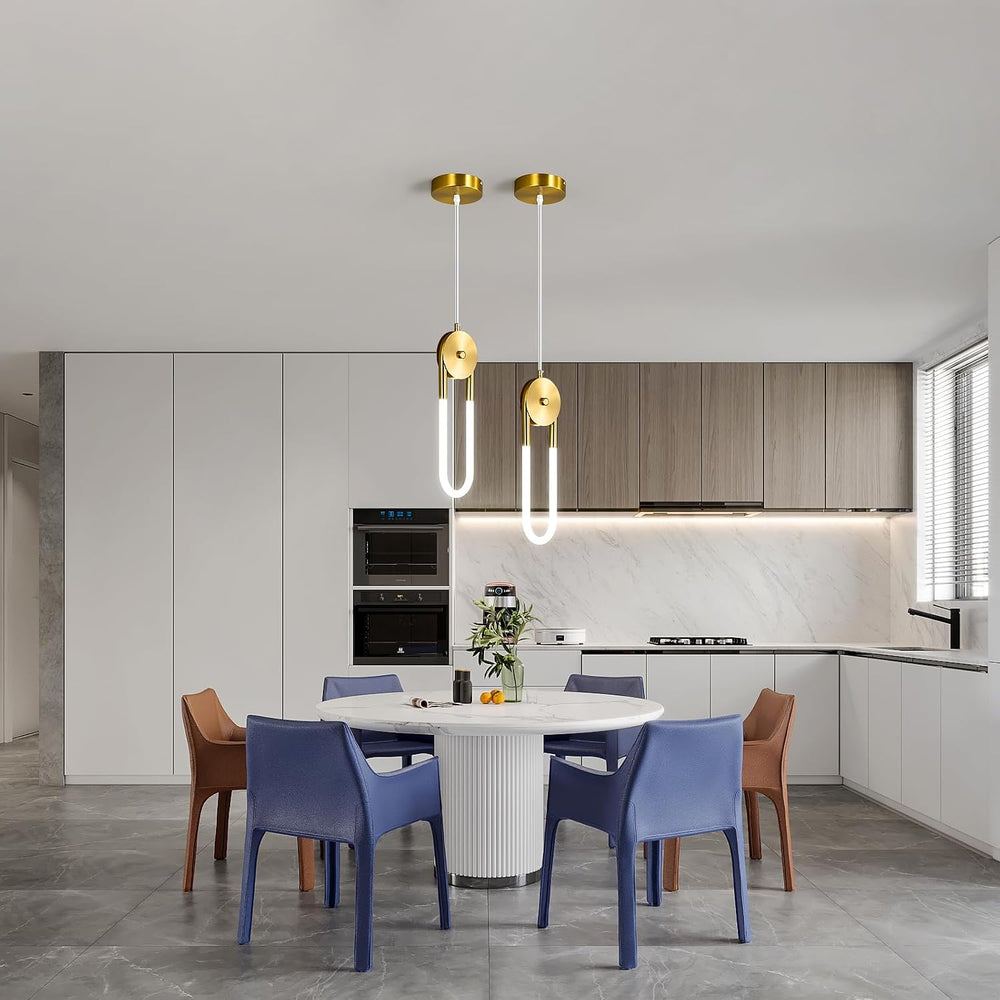 Modern Gold LED Pendant Light Fixture Oval Adjustable Pendant Lighting for Ki...