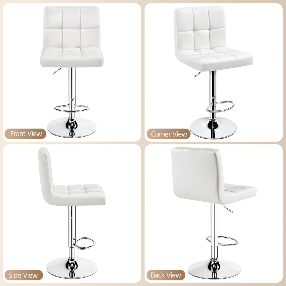 Yaheetech Single Bar Stool Adjustable Counter Height Barstool White