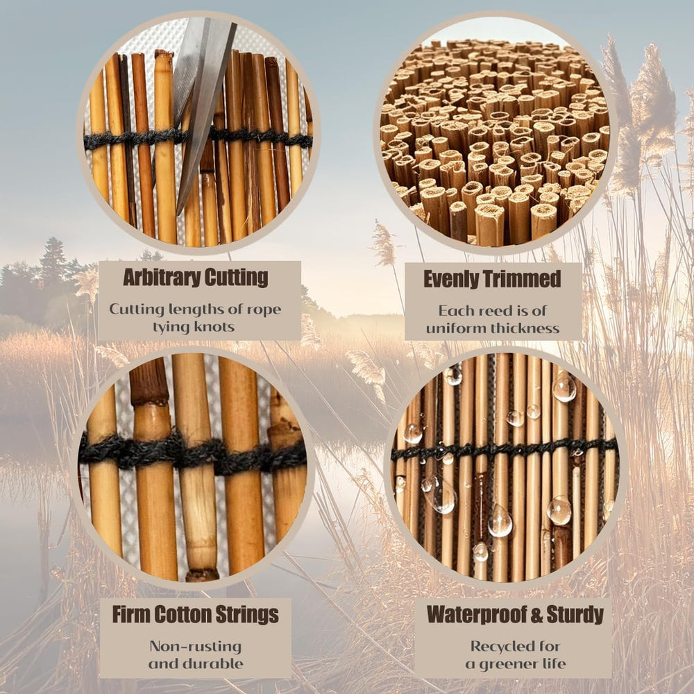 Reed Fencing Roll 4.92x25ft, 85% Shade Natural Bamboo Privacy Screen, Decorat...