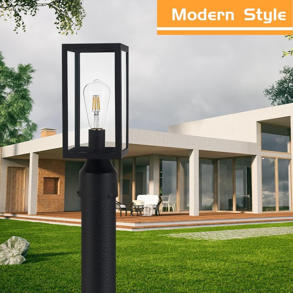 Windben Outdoor Post Light, Waterproof, 13.8in, Matte Black