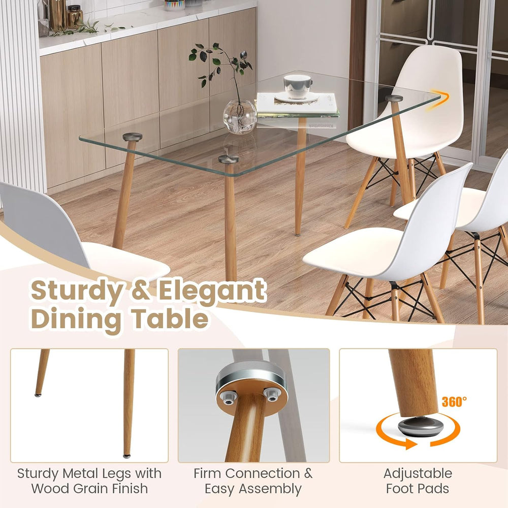 Tangkula Dining Table Set for 4, Modern Kitchen Table and Chairs, Glass Table...