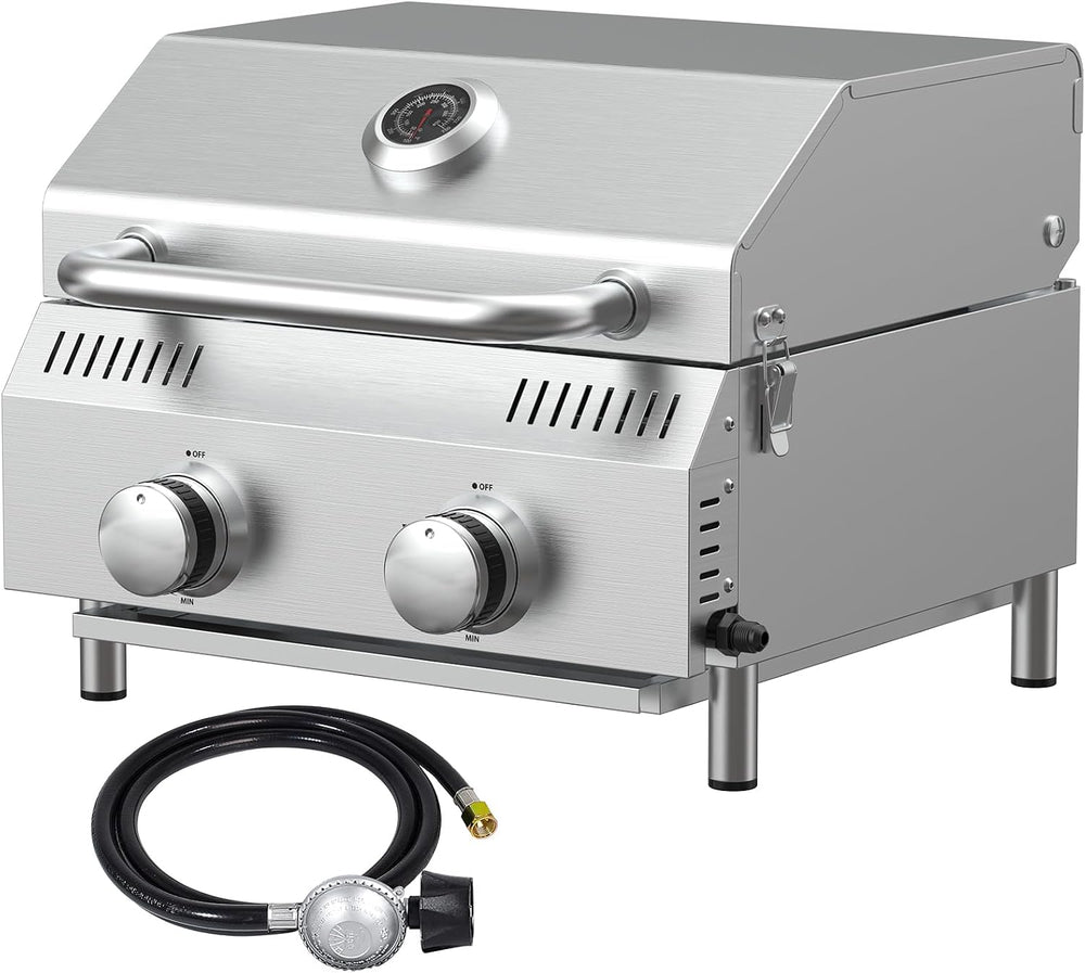 Bestfire Tabletop 2-Burner Gas Grill, 20,000 BTU Stainless Steel Portable Pro...