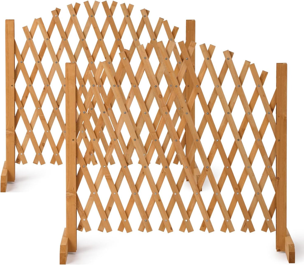 VINGLI 2Pcs Expandable Garden Fence with Arched Top, 31.5in Freestanding Latt...