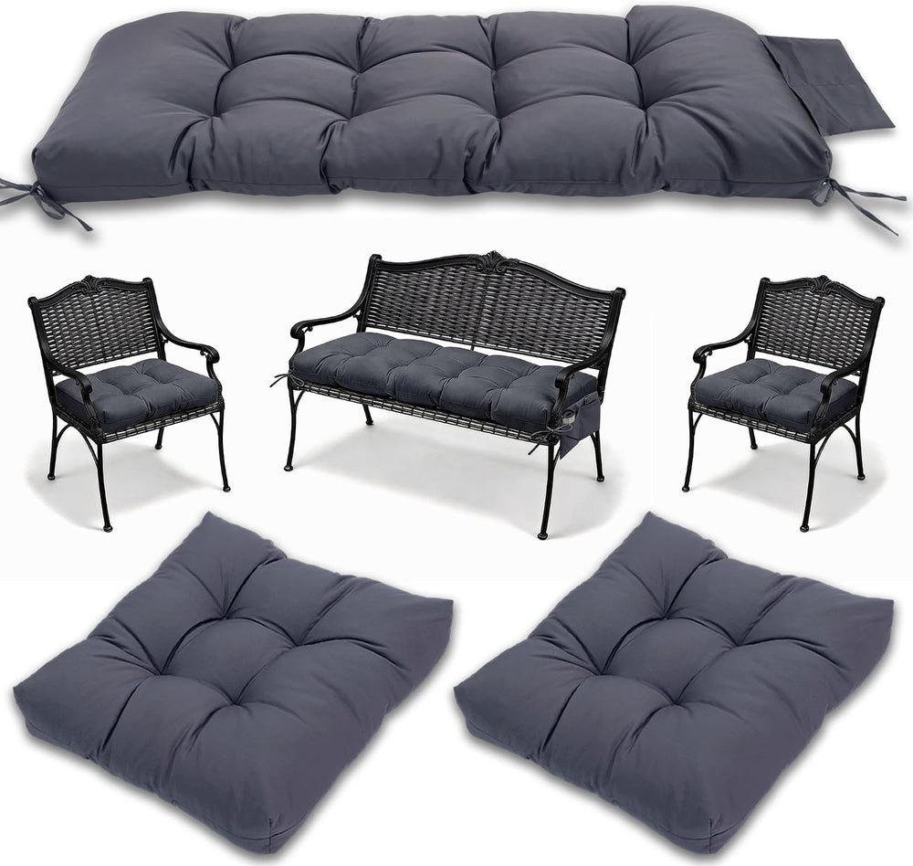 Yddsky 3Pcs Wicker Chair Cushion Sets for Patio Furniture,Grey,47*19*4''