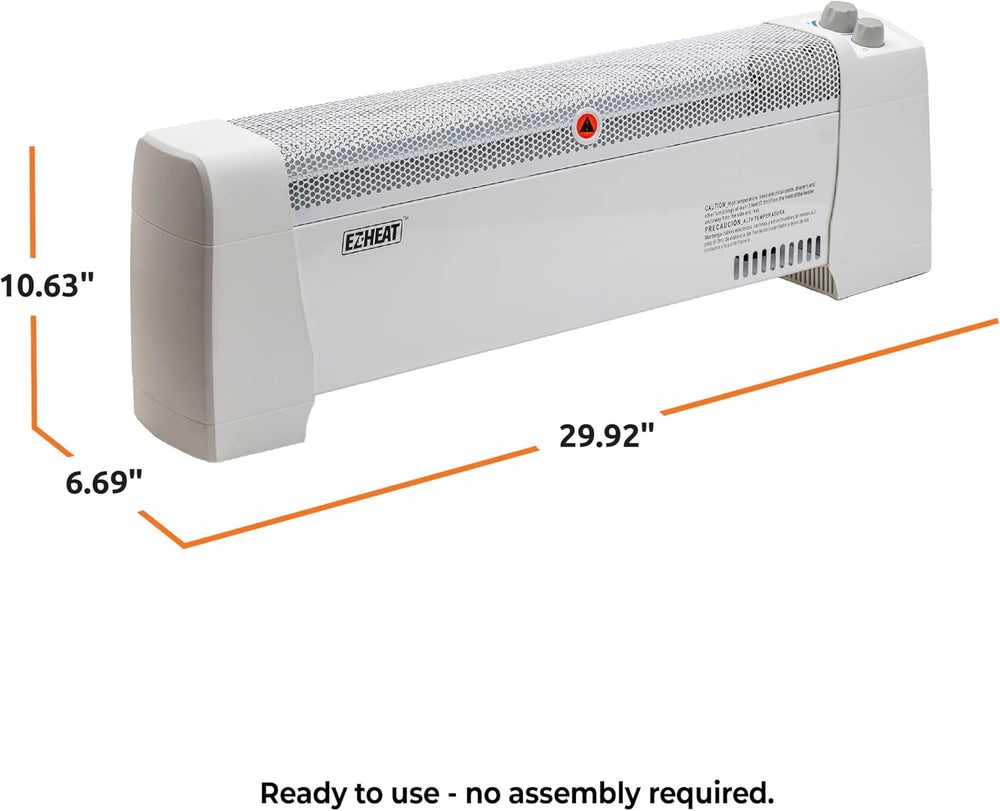 EZ-HEAT 1,500 Watt Baseboard Space Heater with Adjustable Thermostat, Dent-Pr...