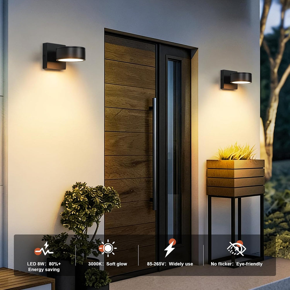 Fire Wolf Aluminum LED Outdoor Wall Light, Modern Black 3000K Outdoor Wall Sc...
