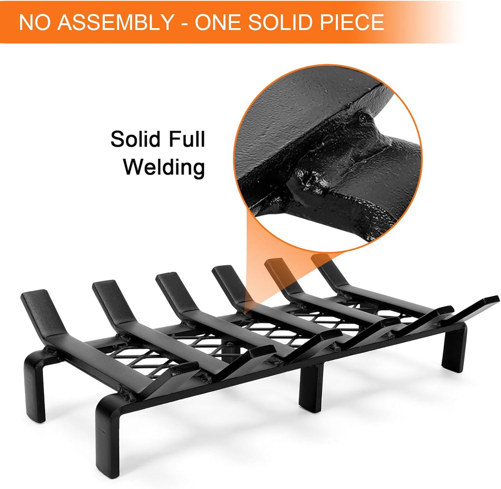 WILLOW WEAVE Fireplace Grate 17 inch with Ember Retainer, Wood Stove Grate