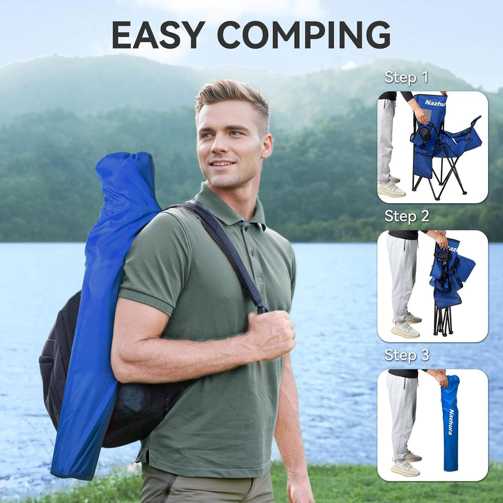 Nazhura 4 Pack Outdoor Camping Chairs Folding/Foldable/Portable with Cooler P...