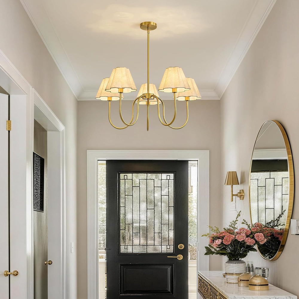 Brass Gold Chandeliers for Dining Room, 28"Light Adjustable Antique Mode...