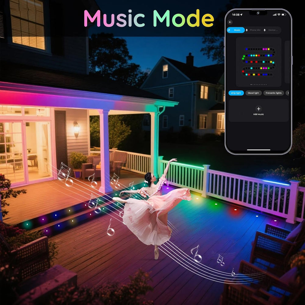Recessed LED Deck Lights Kit, 6 Pack Φ1.77 WiFi Pixel RGBW+IC Multicolor