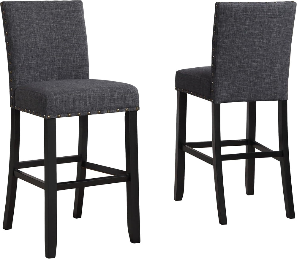 Roundhill Furniture PC164TA Biony Fabric Bar Stools with Nailhead Trim (Set o...