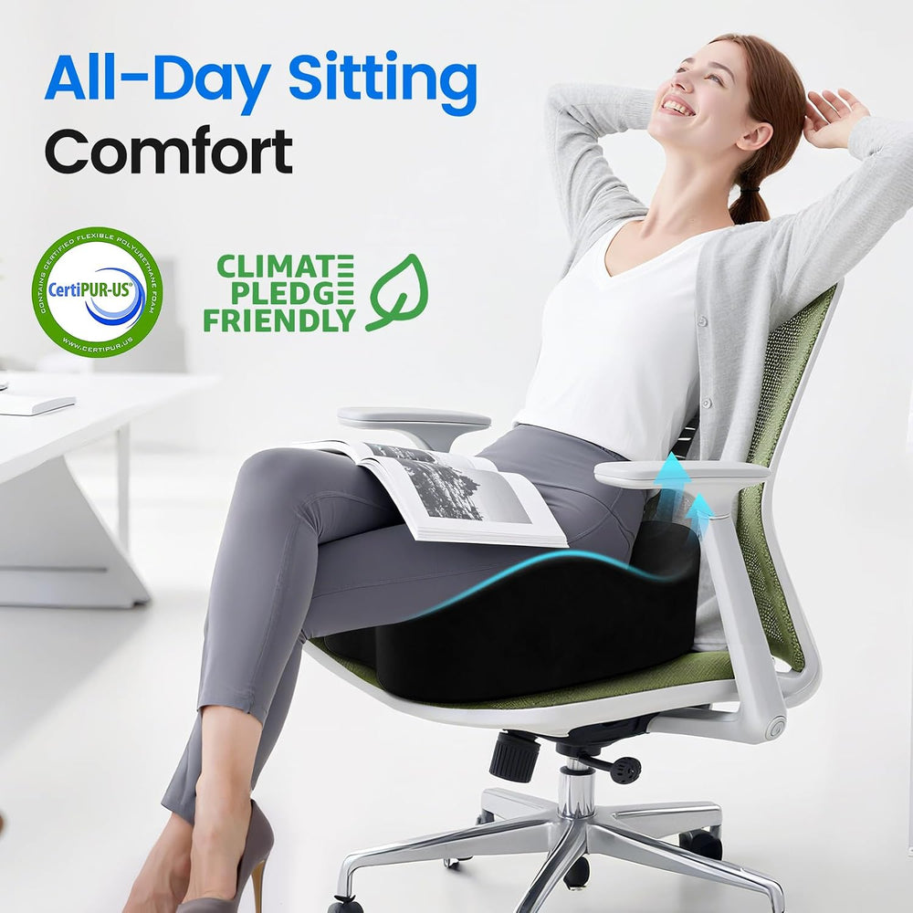 Seat Cushion, Non-Slip Memory Foam Chair Cushion for Taibone, Black/X-Large