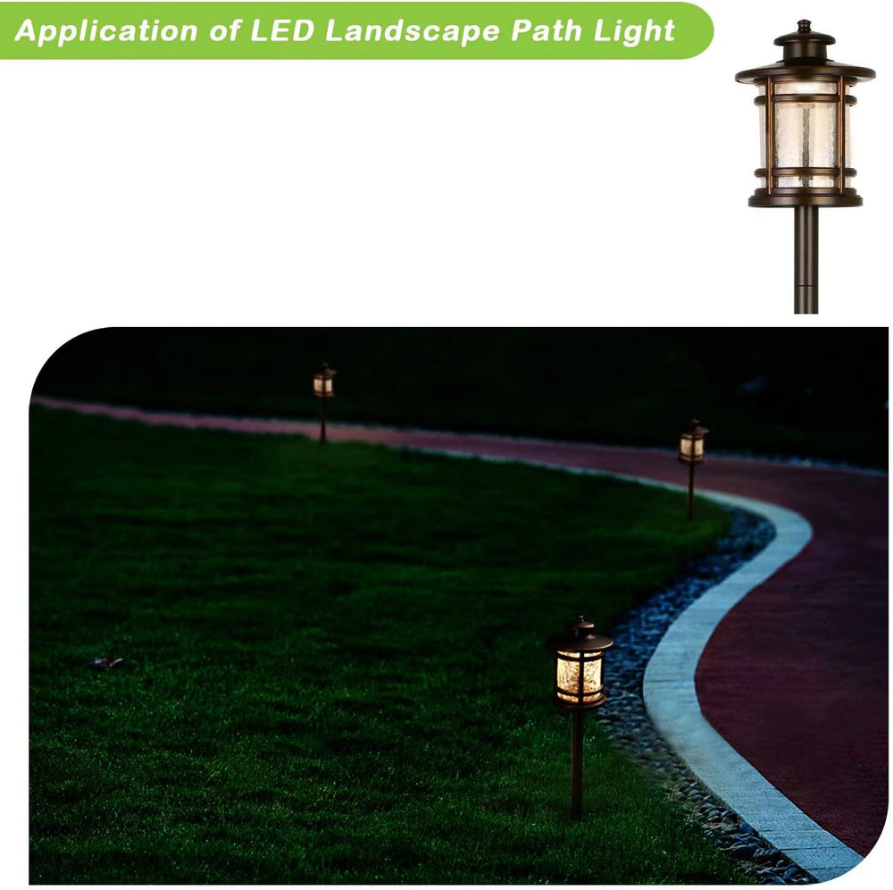 hykolity Low Voltage ORB LED Landscape Path Light with Crackled Glass Shade