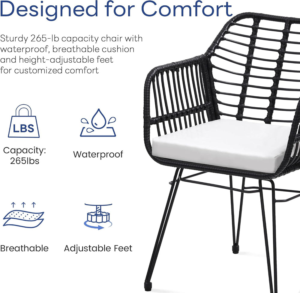 KROFEM 3 Piece Wicker Patio Bistro Furniture Set, Black