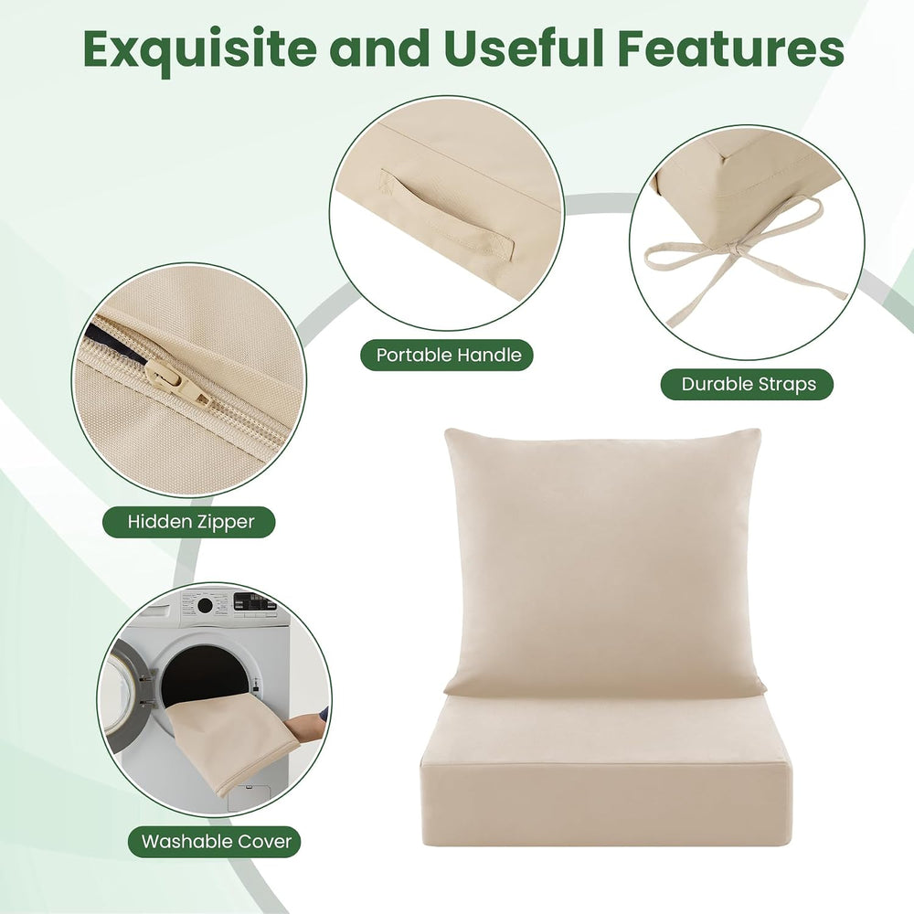 Patio Cushions for Outdoor Furniture, 24x24 Outdoor Couch Cushions, Waterproo...