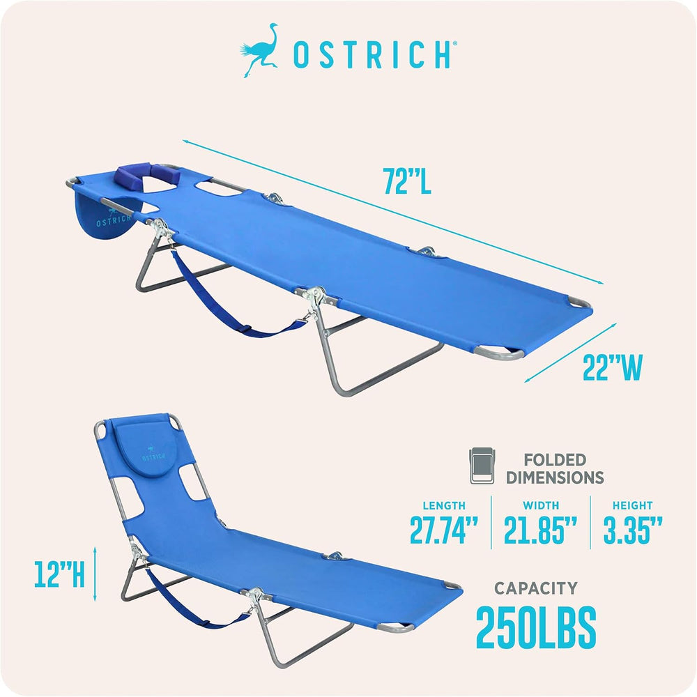 Ostrich The Original Chaise Lounge 72"x22" Portable Reclining Loung...